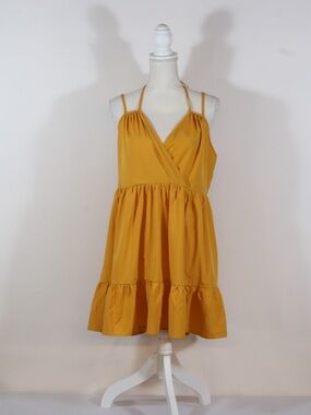 SHEIN Curve Golden Yellow Wrap Dress